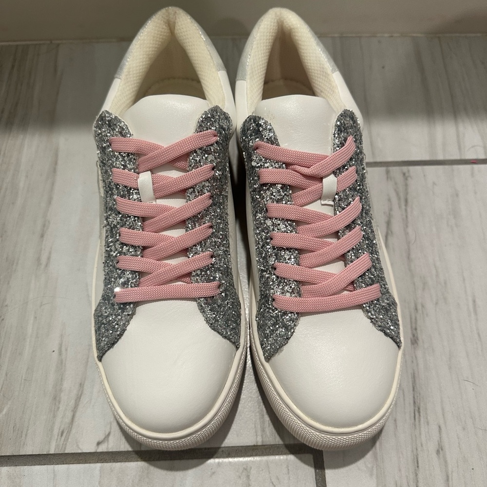 Corkys Women's Sneakers in Pink and Silver Glitter